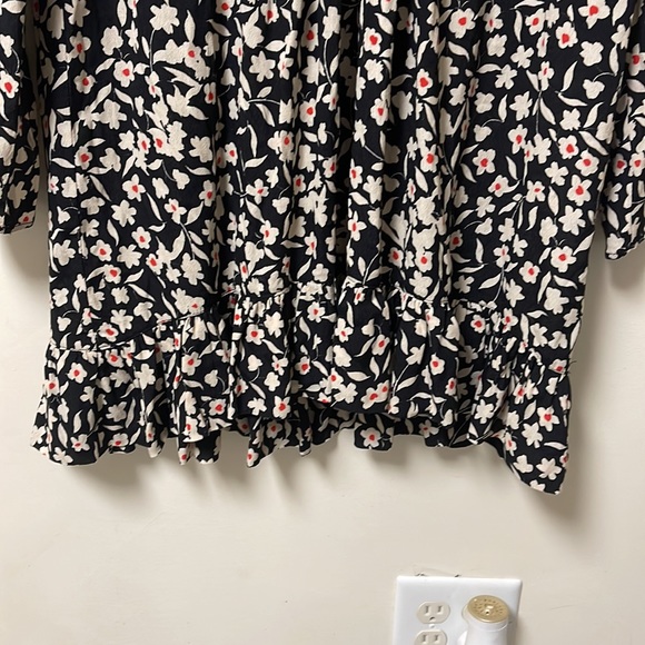 Zara Black and white floral ruffle mini dress. - Picture 3 of 9
